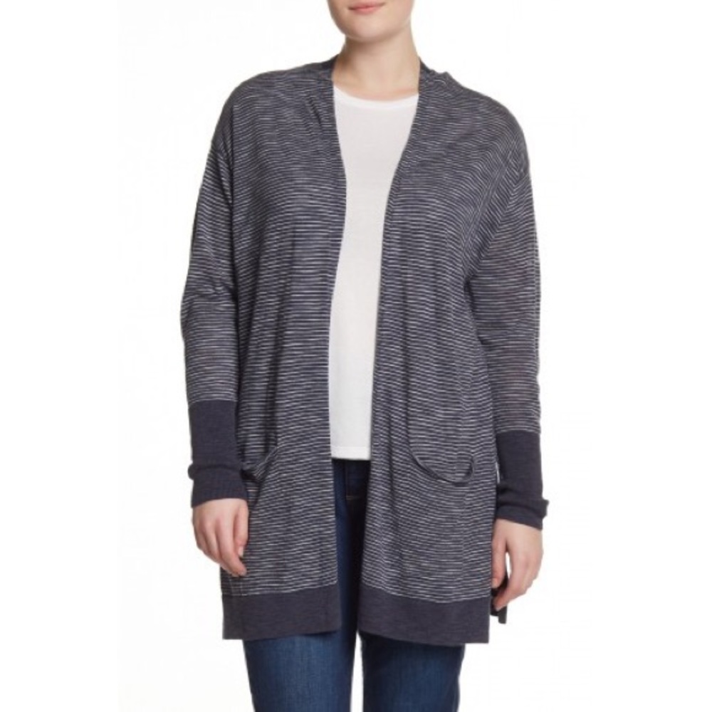 Navy/White Striped Lightweight Cardigan